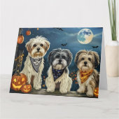 Lhasa Apso Halloween Spooky Kaart (Voorkant)