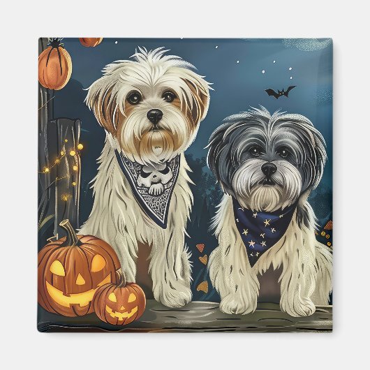Lhasa Apso Halloween Spooky Magneet (Voorkant)