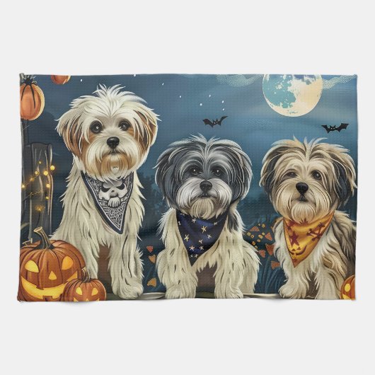 Lhasa Apso Halloween Spooky Theedoek (Horizontaal)