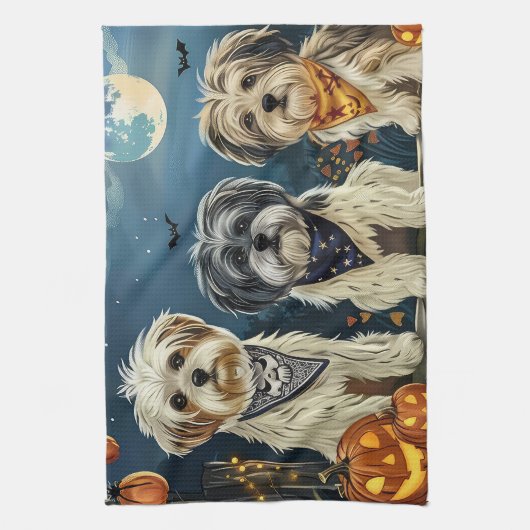 Lhasa Apso Halloween Spooky Theedoek (Verticaal)