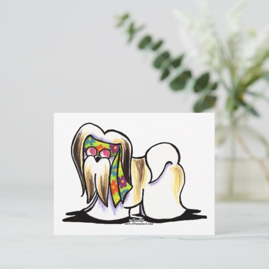Lhasa Apso Hippie Briefkaart (Staand voorkant)