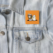 Lhasa Apso Hippie Vierkante Button 5,1 Cm (In situ)