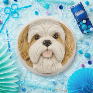 Lhasa Apso hond 3D geïnspireerd Papieren Bordje