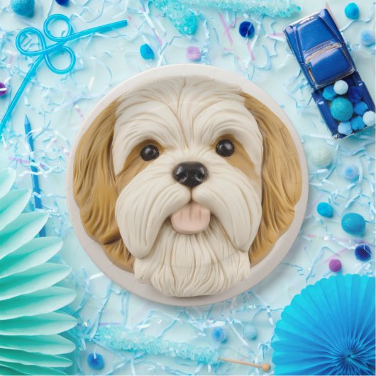 Lhasa Apso hond 3D geïnspireerd Papieren Bordje (Feest)