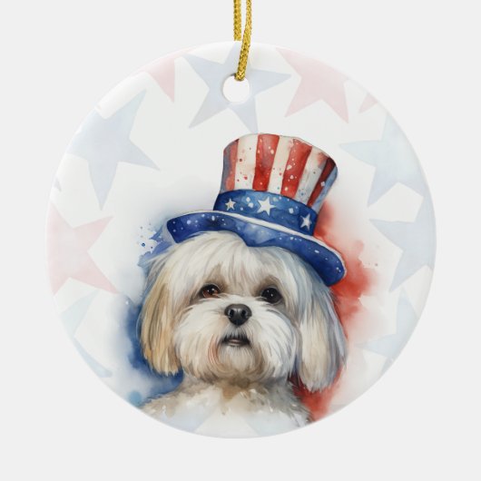 Lhasa Apso-hond, 4 juli Persoonlijk Keramisch Ornament (Voorkant)