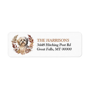 Lhasa Apso-hond herfstkrans Etiket