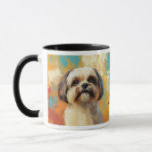 Lhasa Apso hond impressionistische verf Mok (Links)
