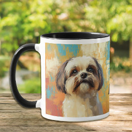 Lhasa Apso hond impressionistische verf Mok