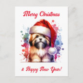 Lhasa Apso Hond in Santa Hat Kerstmis Briefkaart (Voorkant)