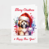 Lhasa Apso Hond in Santa Hat Kerstmis Kaart (Voorkant)