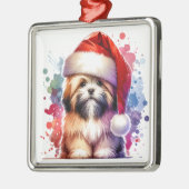 Lhasa Apso Hond in Santa Hat Kerstmis Metalen Ornament (Links)