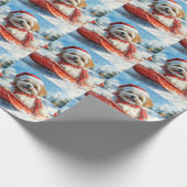 Lhasa Apso Hond in Sledge Laat het Sneeuw Kerstmis Cadeaupapier (Hoek)