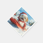 Lhasa Apso-hond in slee Laat het sneeuwen Kerstmis Servet (Hoek)