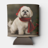 Lhasa Apso Hond in Sneeuw Kerstmis Blikjeskoeler (Achterkant)