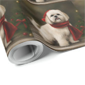 Lhasa Apso Hond in Sneeuw Kerstmis Cadeaupapier (Rol Hoek)