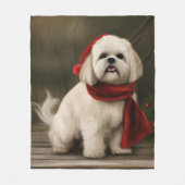 Lhasa Apso-hond in Sneeuw Kerstmis Fleece Deken (Voorkant)