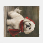 Lhasa Apso-hond in Sneeuw Kerstmis Fleece Deken (Voorkant (Horizontaal))