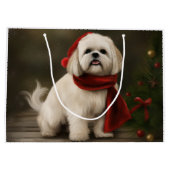 Lhasa Apso Hond in Sneeuw Kerstmis Groot Cadeauzakje (Achterkant)