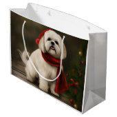 Lhasa Apso Hond in Sneeuw Kerstmis Groot Cadeauzakje (Achterkant Gekanteld)