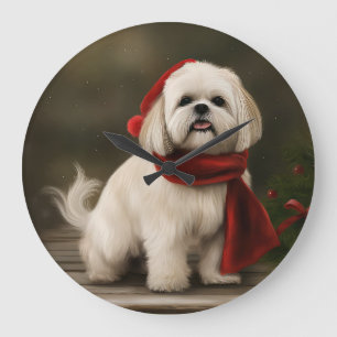 Lhasa Apso Hond in Sneeuw Kerstmis Grote Klok