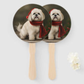 Lhasa Apso Hond in Sneeuw Kerstmis Handwaaier (Voorkant en achterkant)