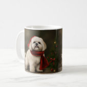 Lhasa Apso Hond in Sneeuw Kerstmis Koffiemok (Voorkant links)