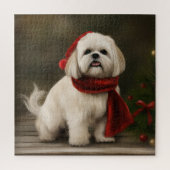 Lhasa Apso Hond in Sneeuw Kerstmis Legpuzzel (Verticaal)
