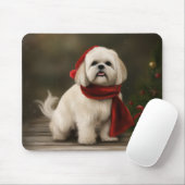 Lhasa Apso Hond in Sneeuw Kerstmis Muismat (Met muis)