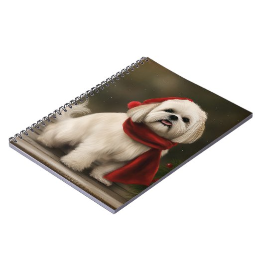 Lhasa Apso Hond in Sneeuw Kerstmis Notitieboek (Linkerzijde)