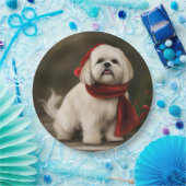 Lhasa Apso Hond in Sneeuw Kerstmis Papieren Bordje (Feest)