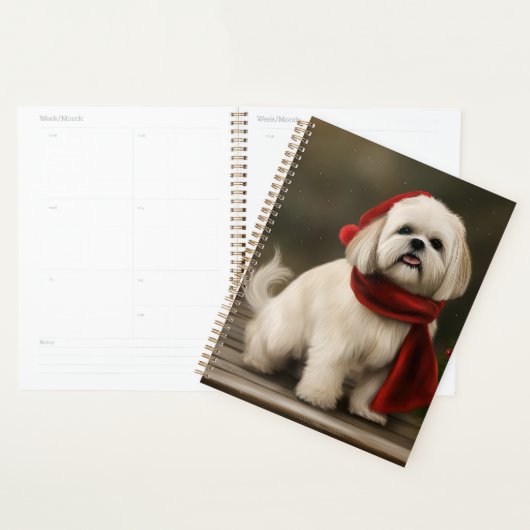 Lhasa Apso Hond in Sneeuw Kerstmis Planner (Display)