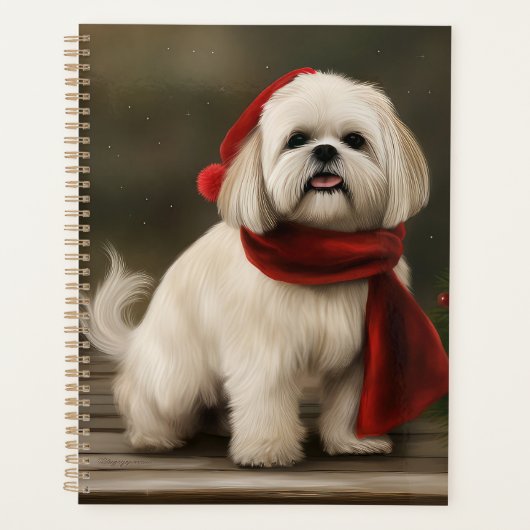 Lhasa Apso Hond in Sneeuw Kerstmis Planner (Voorkant)