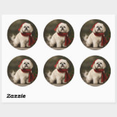 Lhasa Apso-hond in Sneeuw Kerstmis Ronde Sticker (Vel)