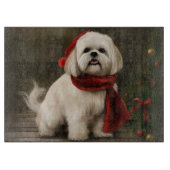 Lhasa Apso Hond in Sneeuw Kerstmis Snijplank (Voorkant)