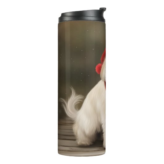 Lhasa Apso Hond in Sneeuw Kerstmis Thermosbeker (Gedraaid links)