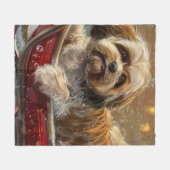 Lhasa Apso Hond Kerst Feestelijk Fleece Deken (Voorkant (Horizontaal))