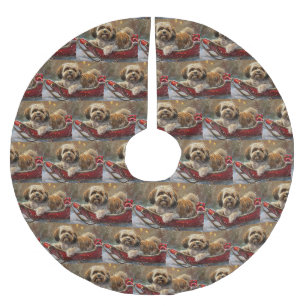 Lhasa Apso Hond Kerst Feestelijk Kerstboom Rok
