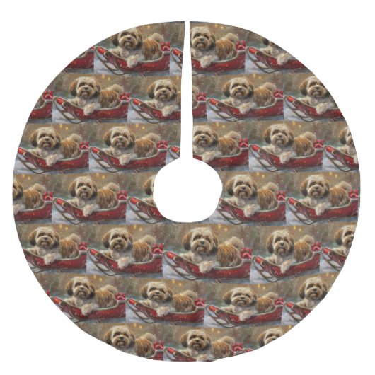 Lhasa Apso Hond Kerst Feestelijk Kerstboom Rok (Voorkant)