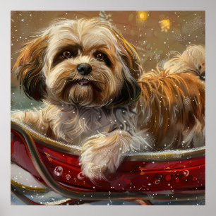 Lhasa Apso Hond Kerst Feestelijk Poster