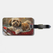 Lhasa Apso Hond Kerst Festiviteit Bagagelabel (Achterkant horizontaal)