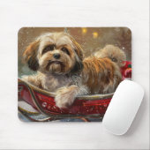 Lhasa Apso Hond Kerst Festiviteit Muismat (Met muis)