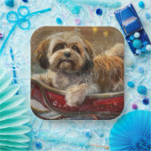 Lhasa Apso Hond Kerst Festiviteit Papieren Bordje (Feest)