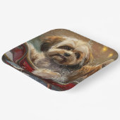 Lhasa Apso Hond Kerst Festiviteit Papieren Bordje (Gebogen)