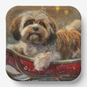 Lhasa Apso Hond Kerst Festiviteit Papieren Bordje (Voorkant)