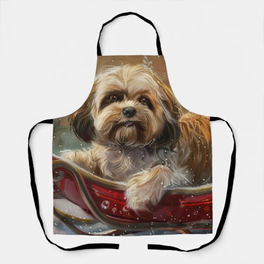 Lhasa Apso hond Kerst viering Schort (Voorkant)