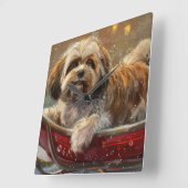 Lhasa Apso hond Kerst viering Vierkante Klok (Hoek)