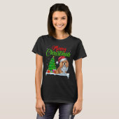 Lhasa Apso Hond Kerstboom Lichten Grappige Kerstma T-shirt (Voorkant volledig)