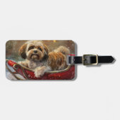 Lhasa Apso Hond Kerstfeest Bagagelabel (Voorkant horizontaal)