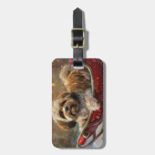 Lhasa Apso Hond Kerstfeest Bagagelabel (Voorkant verticaal)