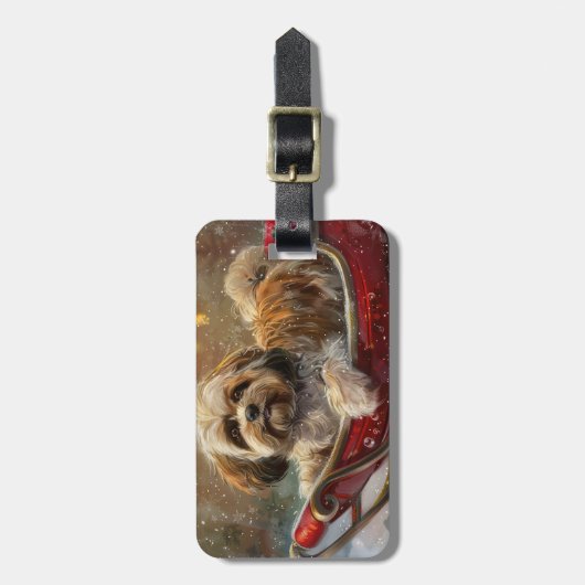 Lhasa Apso Hond Kerstfeest Bagagelabel (Voorkant verticaal)